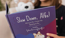 Load image into Gallery viewer, Slow Down, Alfie! Book - Silver Lining Stuffies