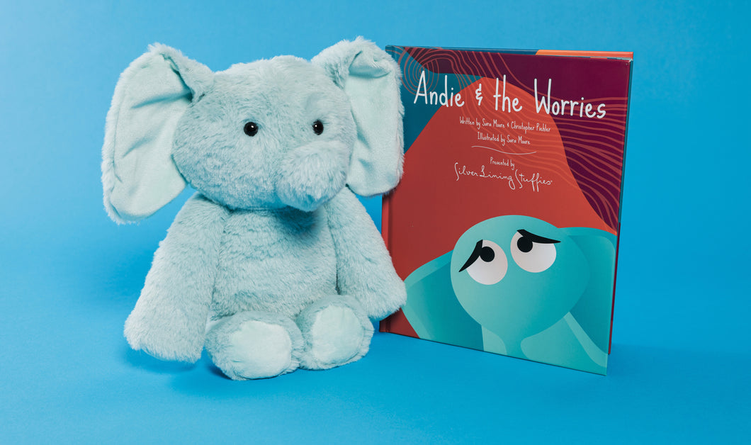 Andie the Elephant + Book - Silver Lining Stuffies
